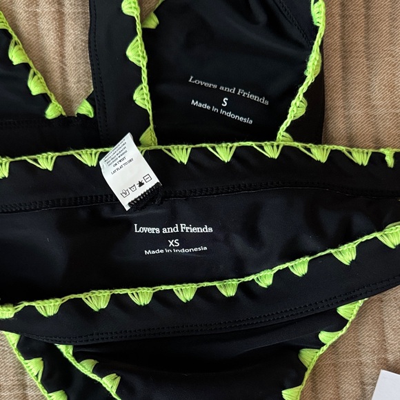 Lovers + Friends Black Bikini TOP with Neon Green Trim - Picture 3 of 4